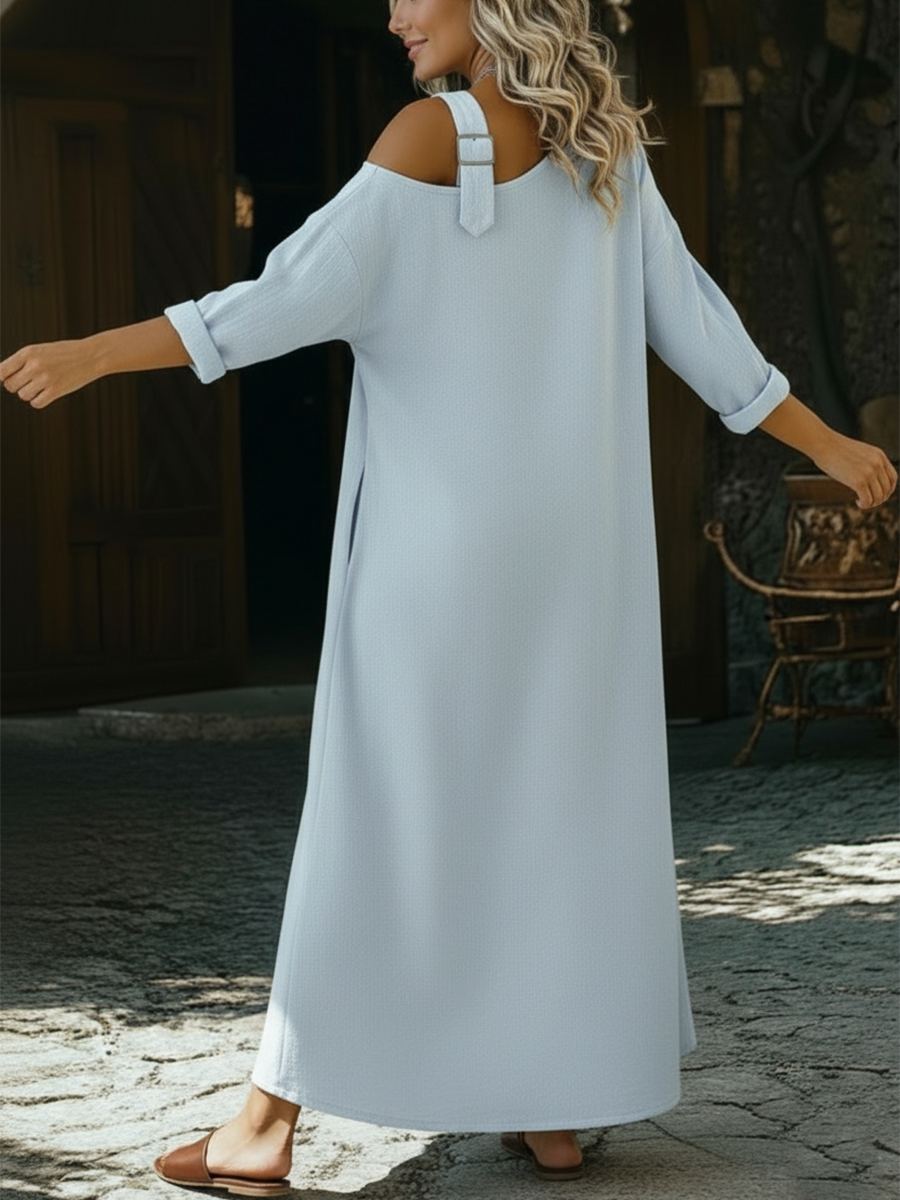 Casual Single Shoulder Strap Linen-cotton Dress