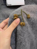 Women's Cozy Three-dimensional Embroidered And Beaded Pullover Sweater