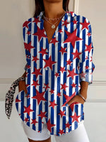 Women's 250th Independence Day Patterns Printed Casual Cotton Shirt