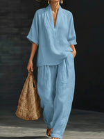 Casual And Cozy Minimalist Linen Two-piece Set