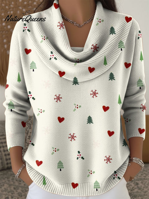 Christmas Snowflake Decorations Women's Casual Swing Collar Long Sleeve Sweater