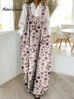 Women's Floral Pattern Art Print Casual Cotton Denim Dress