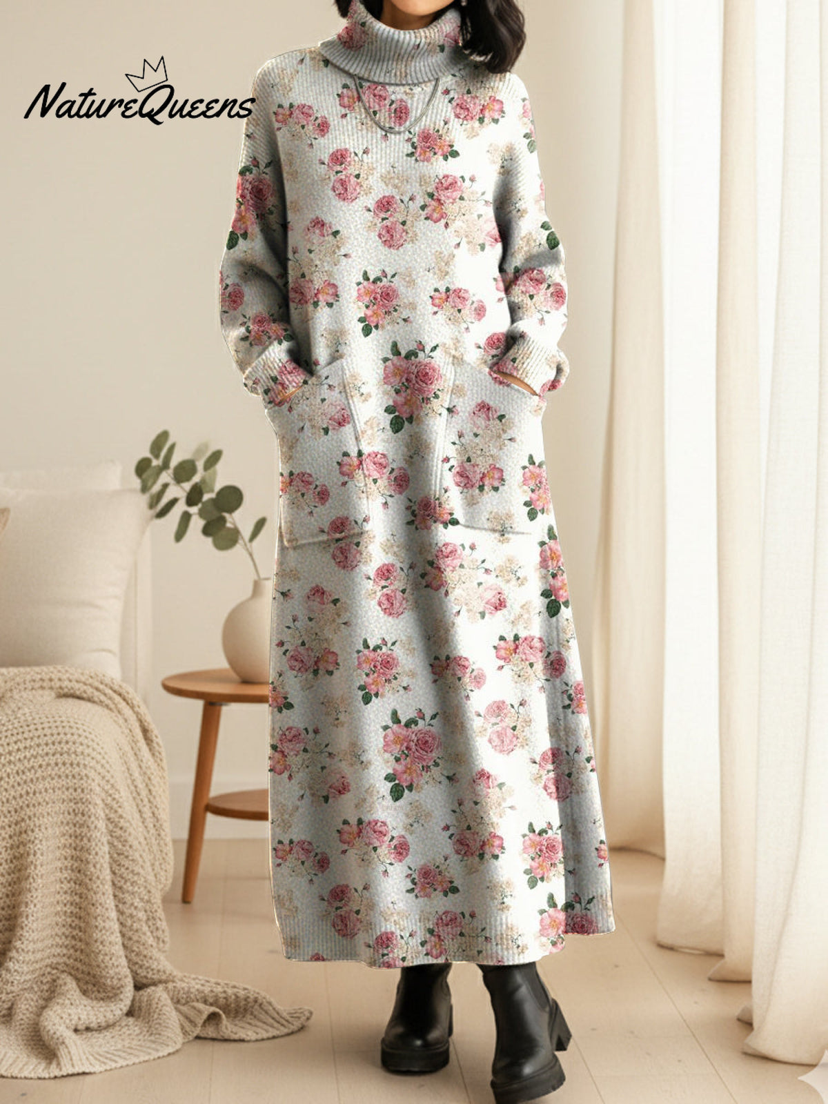 Women's Floral Art Casual Cotton Knitted Dress