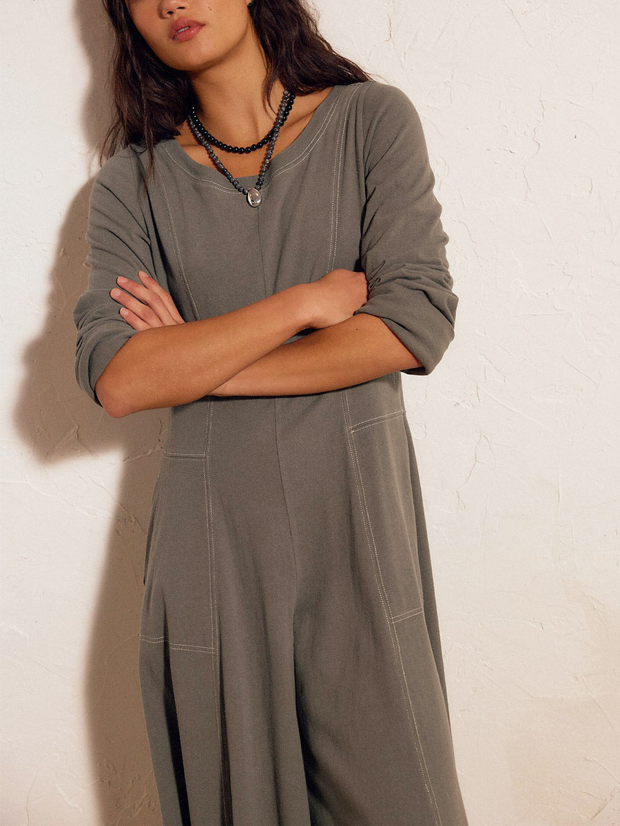 Women's Solid Color Art Casual Stylish Elegant Long Sleeve Jumpsuit