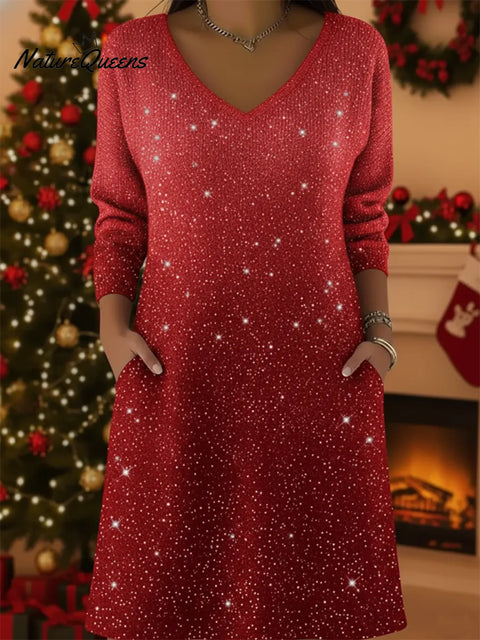 Dreamy Starry Sky Gradient V-neck Knit Dress
