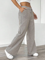 Women's Casual Striped Loose Wide-leg Trousers