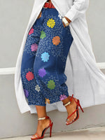 Women's Vintage Flower Print Casual Jeans