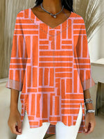 Women's Vintage Geometry Art Print Casual Cotton Top