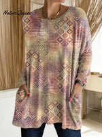 Women's Vintage Pattern Art Print Casual Cotton T-shirt