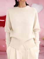 Women's Solid Color Stand-collar Long-sleeved Loose-fitting Casual Knitted Sweater