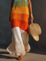 Women's Gradient Color Block Art Casual Stylish Sleeveless Knitted Dress