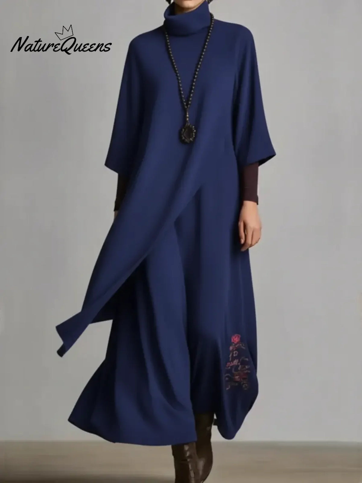 Women's Elegant High-neck Double-layered Hem Dress