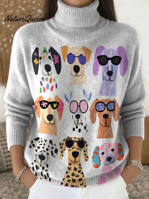 Cute dogs decorative pattern Casual High Stretch Long Sleeve Sweater
