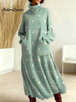 Women's Dot Pattern Art Print Casual Cotton Knitted Dress