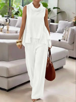 Women's Cozy Linen And Cotton Sleeveless Top And Pants Two-piece Set