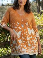 Butterfly Valley Art Print Cozy V-neck Sweater