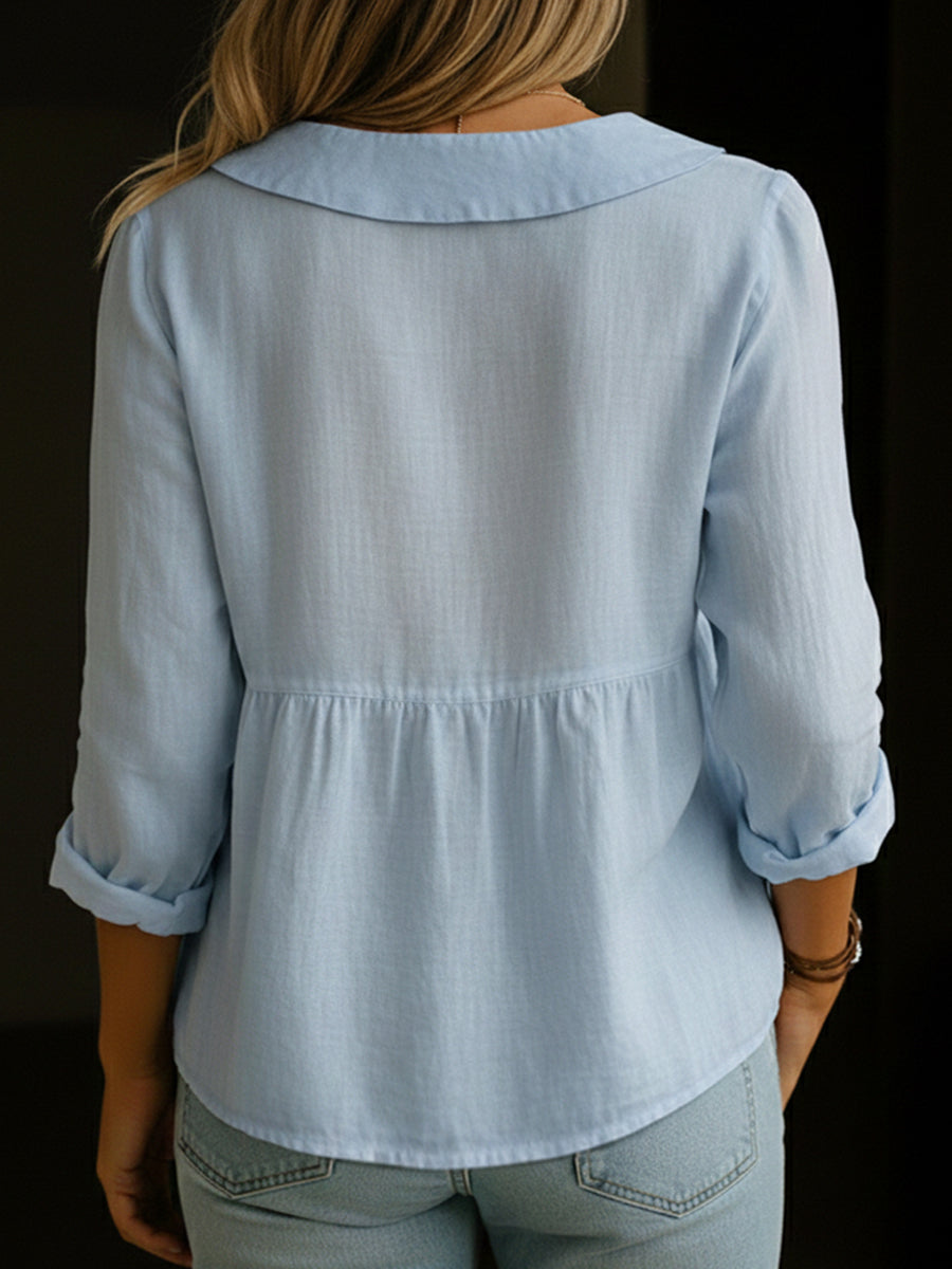 Peter Pan Collar Linen And Cotton Shirt