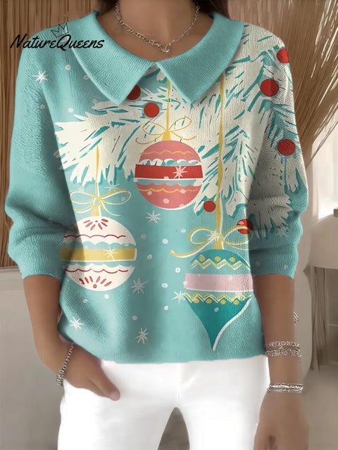 Women's Christmas Casual Peter Pan Collar 3/4 Sleeve Sweater