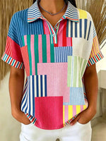 Women's Geometric Pattern Art Print Casual Cotton Shirt