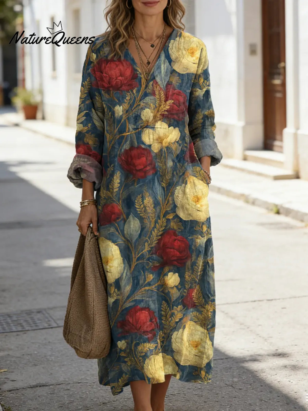 Women's Floral Art Print Casual Cotton Dress