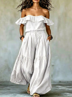 Women's Solid-color Off-the-shoulder Long-sleeve Casual Dress