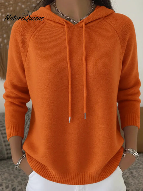 Cozy Casual Solid Color Hooded Sweater Top