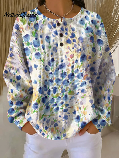 Women's Flowers Pattern Art Print Casual Cotton Shirt