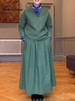 Women's Casual 100% Cotton Top And Skirt Two-piece Set