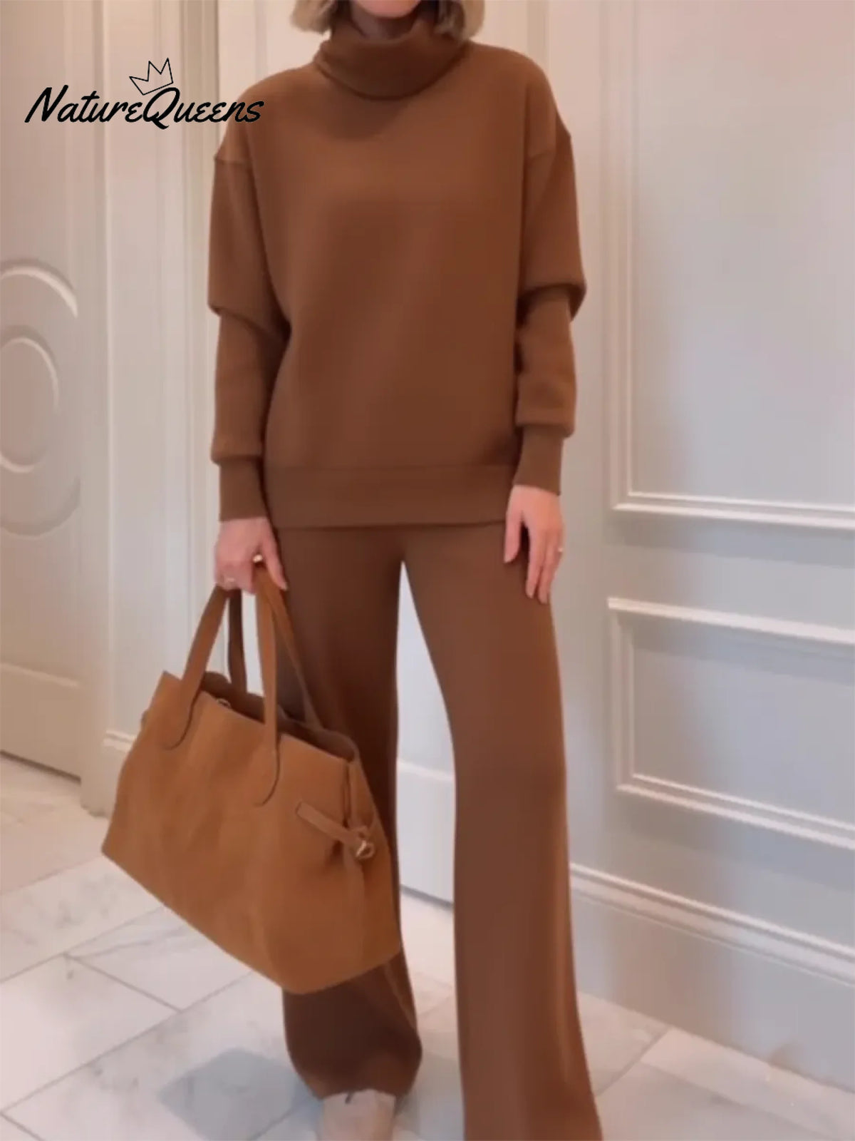 Casual Cozy Travel Outing Two-piece Set (top And Pants)