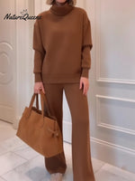 Casual Cozy Travel Outing Two-piece Set (top And Pants)