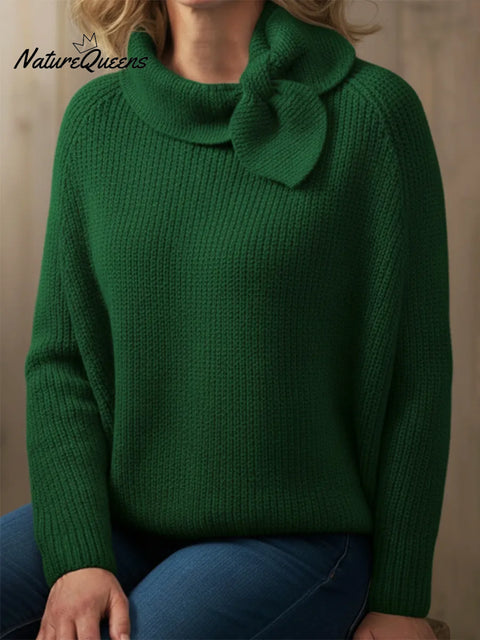 Retro Scarf Collar Tie Bow Loose Sweater