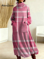 Women's Vintage Geometry Pattern Art Print Casual Cotton Knitted Dress