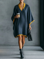 Women's Color-block Casual V-neck Dress