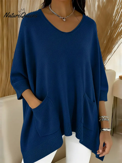 Women's Casual Loose Pocket Knit Sweater