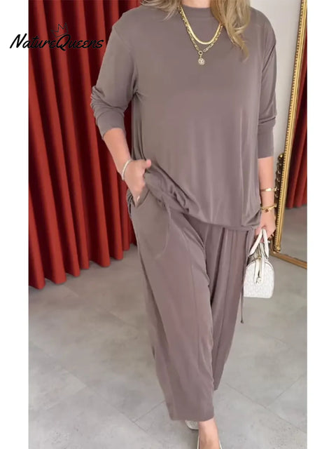 Women's Comfortable Loose-fitting Top And Pants Two-piece Set