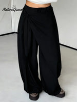 Women's Solid Color High-waisted Casual Wide-leg Pants