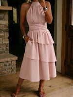 Casual Loose-fitting Trim Linen And Cotton Short-sleeved Dress