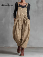 Women's Casual Gold Polka Dot Cotton Jumpsuit