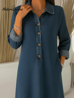 Classic Polo Collar Button-up Denim Dress