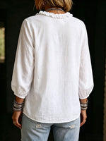 Women's Solid Color Crew Neck Long-sleeve Loose-fit Cotton-linen Casual Top