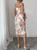 Women's Elegant Romantic Mesh Floral Print Dress