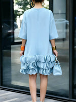 Girls' Casual Dress With 3d Petal Hem Decoration