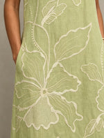 Women’s Wavy-edge Floral Sleeveless Pocket Maxi Dress