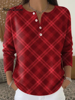 Women's Plaid Pattern Art Print Casual Cardigan Sweater