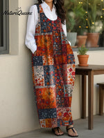 Women's Ethnic Style Patchwork Art Casual Loose Denim Vest Dress