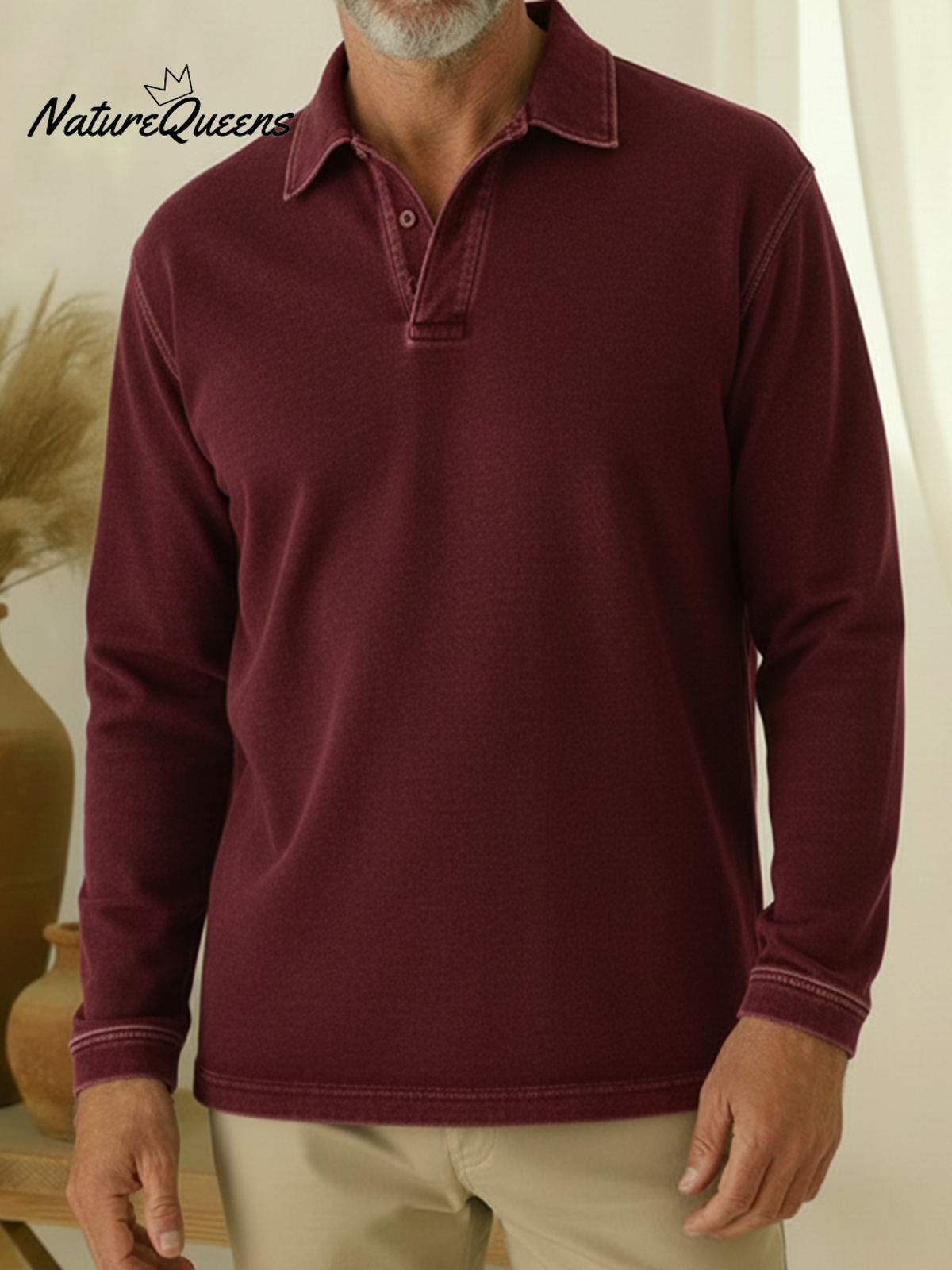 Unisex Casual Polo-neck Denim Sweatshirt