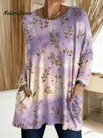 Women's Floral Pattern Art Print Casual Cotton T-shirt