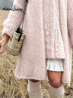 Casual And Cozy Solid-color Knitted Long Cardigan