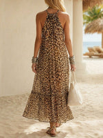 Women's Leopard Pattern Art Print Stylish Casual Sleeveless Dress
