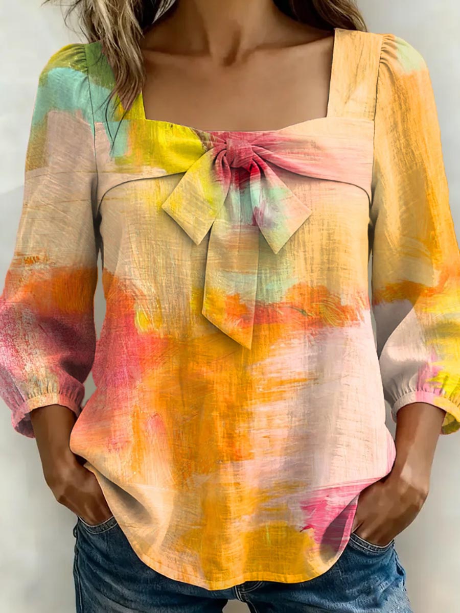 Women's Gradient Art Print Casual Stylish Cotton Shirt